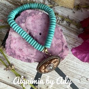 Turquoise Gemstone Bracelet | Oversized Beads | Artisan Boho Style